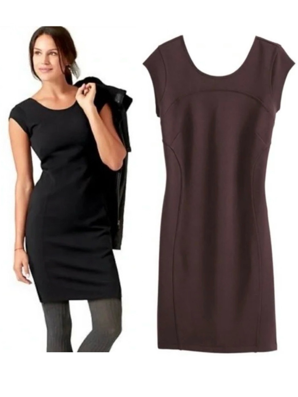 Athleta Mini Dress Brown Cap-Sleeve Bodycon Seam Sheath Dress Activewear S P